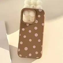 AIカメラ付きスマホケース【レトロシンプル・ドット柄・iPhone対応・純色デザイン・秋冬向け・可愛い女子用・ソフトタイプ】