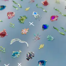夏の海をテーマにしたネイルシール【立体カートゥーンの海洋動物・DIY装飾用】