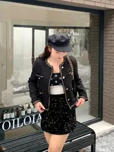 高級感ある編み込みツイードジャケット【秋冬用・ゆったりサイズ】