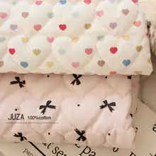 ハートデザインのDIY用保温キルティング生地【衣服や寝具用】