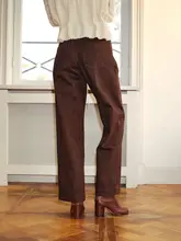 フレンチスタイルのヴィンテージ風デニムパンツ【ストレートカット・ウォッシュ加工・スリムフィット】（セットアップ対応）