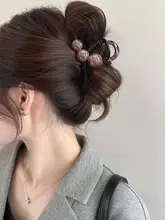 パール付き中型サメ型ヘアクリップ【エレガントなデザイン・後頭部用】