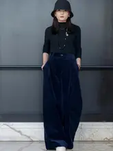 小九鹿 コーデュロイ ワイドレッグパンツ【高腰・スリム効果・秋冬用・スタイル】