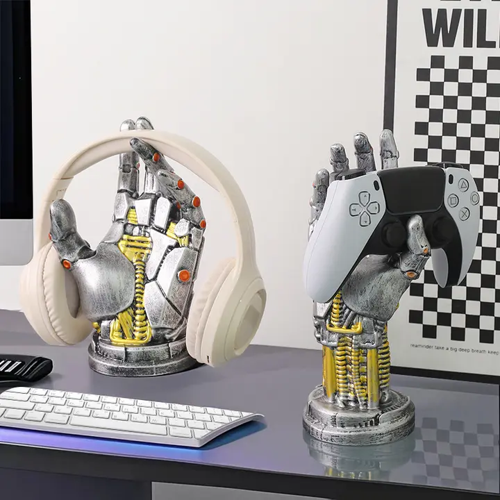 サイバーパンク機械手の置物【阿修羅ゲームコントローラー用スタンド・デスクデコレーション】