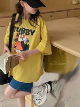 女児用 夏用 半袖Tシャツ【ゆったりシルエット・韓国風デザイン】