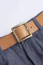 手作りのブラスバックル付きレトロ牛革ベルト【エルムウッドデザイン】