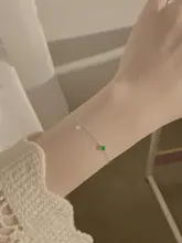 925純銀製 グリーンクリスタルブレスレット【女性用・エレガントデザイン・プレゼントにも最適】