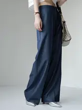 高級感ある春夏用ハイウエストワイドレッグパンツ【女性用・カジュアル・スラックススタイル・ロング丈】