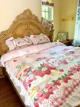 花柄ロリータデザインのミルクフリース四件セット【フランネルベッドリネン・レー  ストリム】（セットアップ対応）