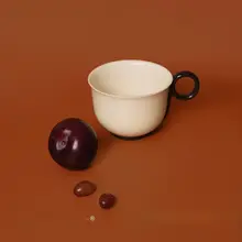 Suomu デザインのレトロフレンチスタイル セラミック コーヒーカップ＆ソーサー【片耳カップ・オリジナルデザイン】