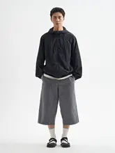 レトロデザインのワークパンツ【ユニセックス・七分丈・通勤用・酵洗加工】（セットアップ対応）