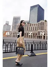 BZZN 高腰ストレッチバナナパンツ【抗シワ・九分丈・フィット】