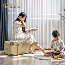 本心本来 本革製収納オットマン【大容量・おもちゃ整理用・家庭用】
