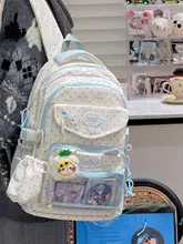 大柄の猫デザイン ドット柄リュックサック【女子学生向け・個性的なスタイル】