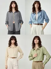 クラシックな青いストライプの長袖シャツ【春秋用・ビジネス・通勤対応】
