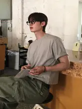 極上の柔らかさのショート丈Tシャツ【男性用・カジュアル・丸首・韓国風】