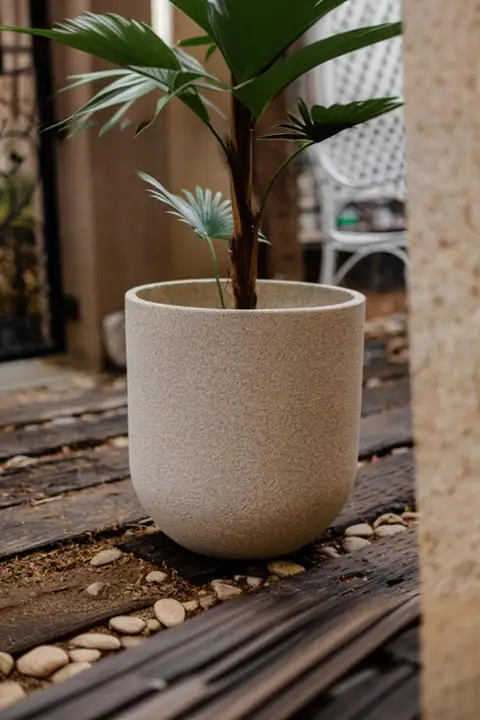 モダンデザイン 陶器製花瓶【インテリア用・観葉植物・クリエイティブトレイ付き・移動可能】