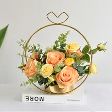 高級感あるフェイクフラワー使用の花かご【インテリア・リビング・ホテル用・デスク装飾】