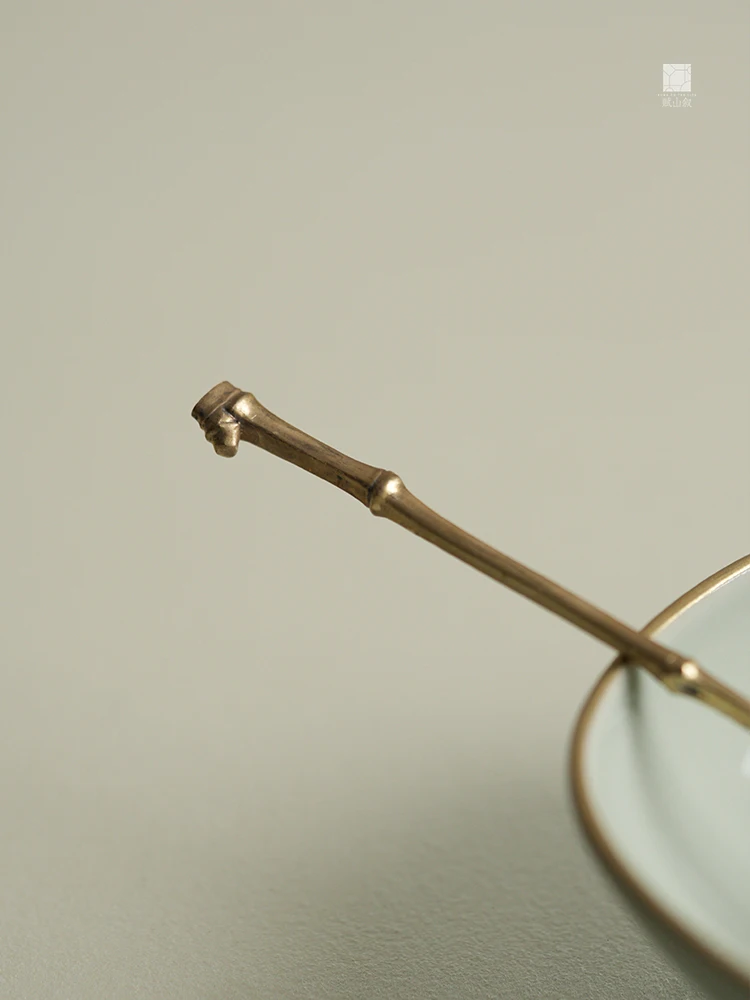 高級手作り茶匙：純銀・竹節デザインの茶室専用茶撥