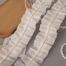 高級レース花飾り【フリル・パール・ブラウス用・DIY衣料】