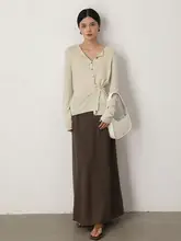 VIMORE ミモワ 秋用 リヨセルウール半身スカート【ブラウン系・シンプル・ストレートタイプ】