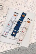 愛らしい犬の刺繍入り Apple Watch用バンド【レディース・皮革・41mm対応・夏用】