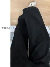 ブラックワイドレッグデニムパンツ【冬用・裏起毛・フィット・ストレートシルエット】