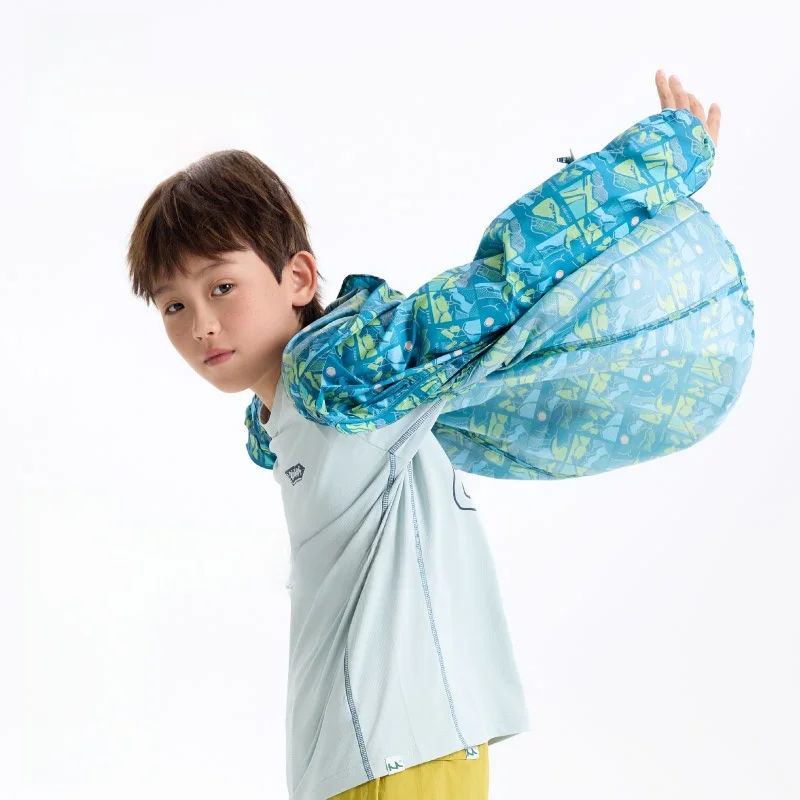 最高16度に合う夏の子供用ジャケット：mipo/蜜扑のUV50+フード付きジャケット
