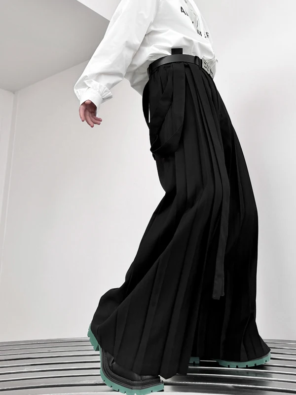 暗黒系リボンカジュアルパンツ：パンツスタイルおしゃれの都市ファッションに最適なルーズフィットデザイン