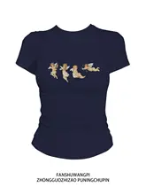 コットン製 ショートスリーブTシャツ【スリムフィット・ウエストシェイプ・女性用】