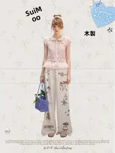 ピンクの襟付き短袖ブラウス【フラワーカット・シフォン・パフスリーブ・フリル付き・ルーズフィット】