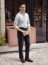 高級ウール使用のビジネスパンツ【3防・中高腰・カジュアルデザイン】