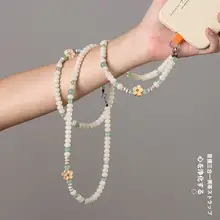 天然白菩提製のスマホ用ストラップ【斜め掛け・女性用・デザインチェーン】
