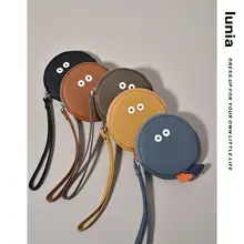 可愛いモンスター デザインの本革キーケース【カード収納・牛革製・手提げタイプ】