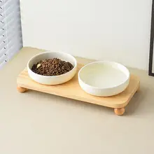陶器製 猫用・犬用フードボウル【二重構造・首に優しいデザイン・ペット用】