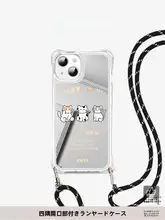 小犬デザインのiPhoneケース【斜め掛け・鏡面仕上げ・四角開孔】