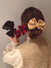 大きなリボンヘアクリップ【シンプル・バネ式・ポニーテール用】