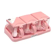 調味料ボックス【キッチン用品・一体型・多収納・塩・味精ボトル・家庭用】（セットアップ対応）