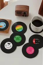 コースター 鍋敷き レコード型 CD ヴィンテージ 6枚セット 耐熱 滑り止め テーブル インテリア
