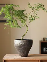 優雅なデザインの陶器製花盆【黒・シンプル・多肉植物用・バルコニー装飾】