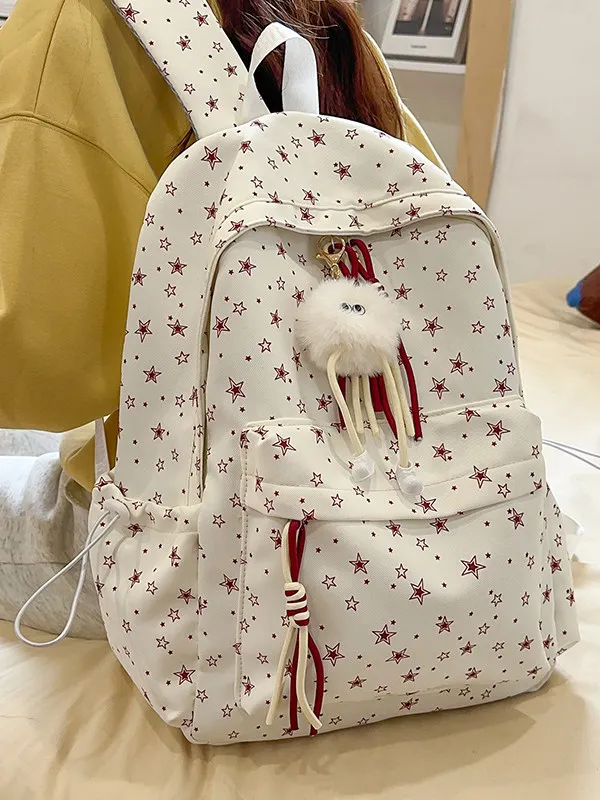 星柄デザインのリュックサック：高校生・大学生女子向け大容量通学用の実用性とデザインのバランス