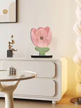 フラワーデザインの静音デスククロック【かわいいインテリアオブジェ・リビング用】