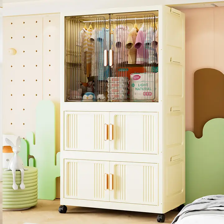 お手入れ簡単！加厚型ベビー衣類収納キャビネット【家庭用・お菓子整理・子供用衣類収納】