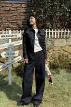 カジュアルなデザインのデニムジャケットとパンツ【アメリカンテイスト・ワイドフィット・ショートスタイル】（セットアップ対応）