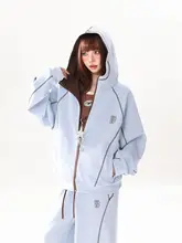 トレンディなハーフジップパーカー【カラーブロック・レトロスタイル・カジュアル】（セットアップ対応）