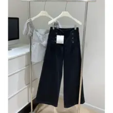 レトロスタイルのデニムカジュアルパンツ【アイボリー・ブラウン・ブラック・ノーアイロン加工】