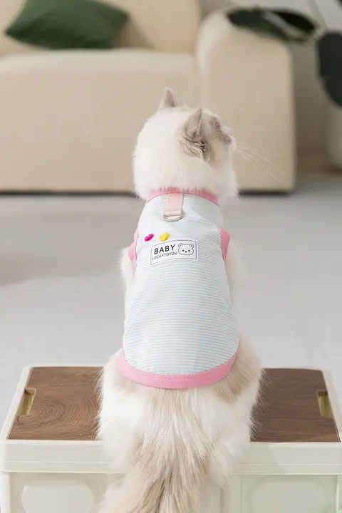 hipidog 猫用 夏用全棉ベスト【軽量・抜け毛防止・ペット用】