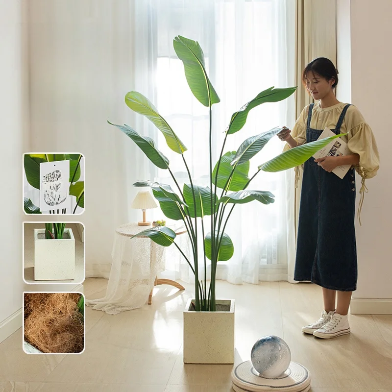 北欧風大型フェイクグリーン観葉植物：バナナツリーでリビングをスタイリッシュに