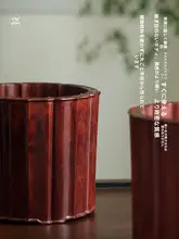 伝統的な文房具用 血檀製書画筆筒【大容量・木製・書斎用】