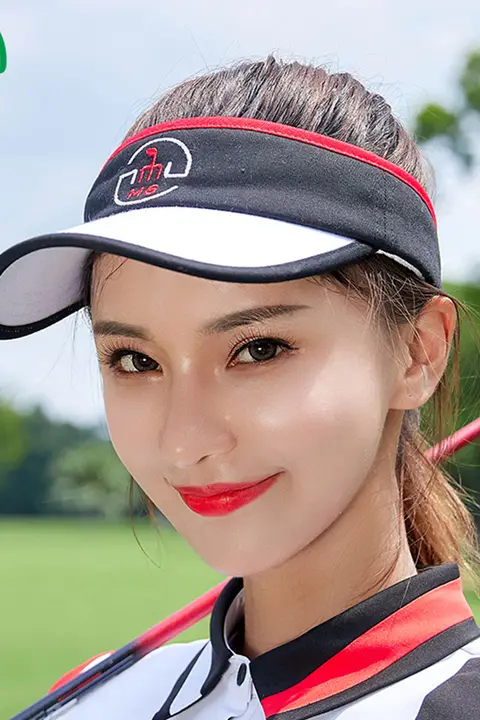 スポーツカジュアル レディースゴルフ帽子【日除け効果・白黒赤・オープントップ】